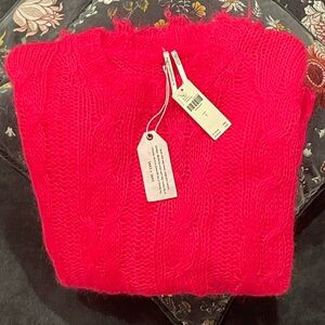 Anthropologie Vibrant Pink Crew Neck Sweater